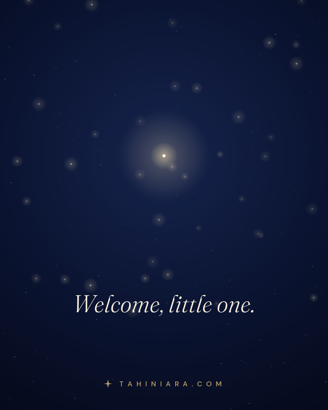 A quiet card: Welcome, little one.